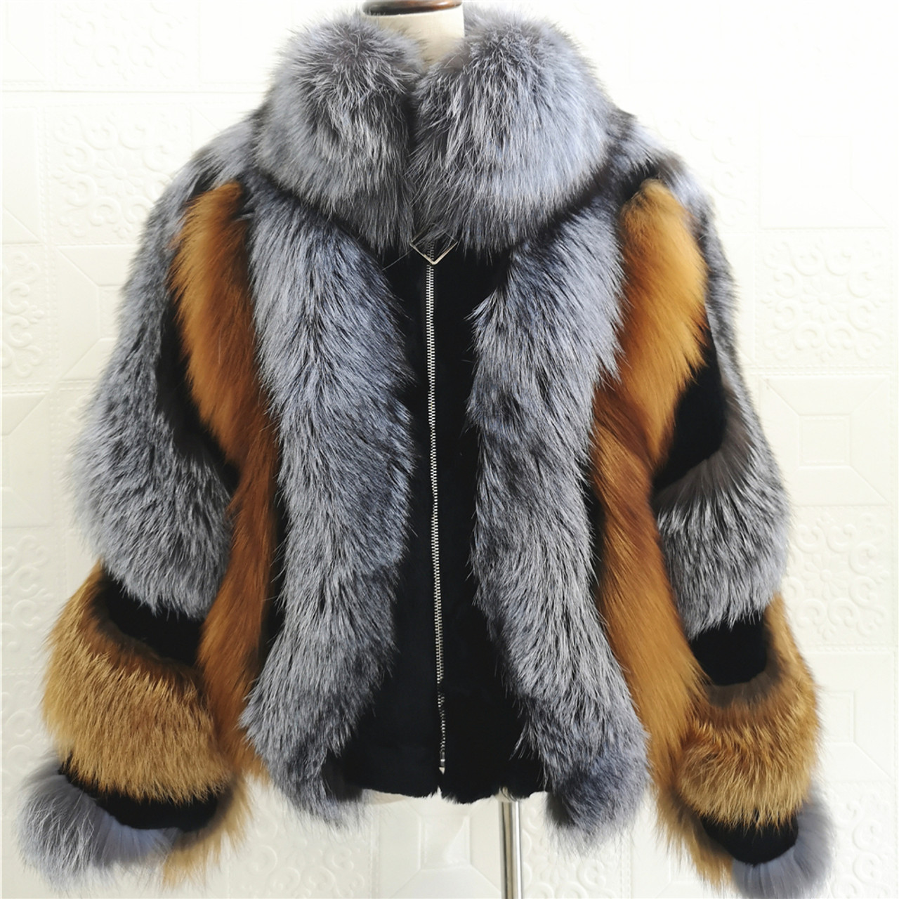 QueenLine Real Fox Fur Coat Women New Plus Size Luxury Real