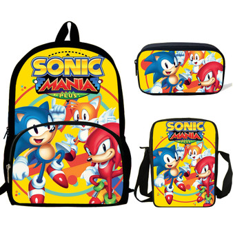 QueenLine Sonic The Hedgehog Print Backpacks Children Bookbag School Bag Mochila Boys/Girls Daily Shoulder Set Pencil Croobody Custom