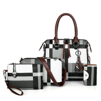QueenLine Luxury Handbags plaid Women Bags Designer tassel Purses and Handbags Set 4 Pieces Bags Female Bolsa Feminina