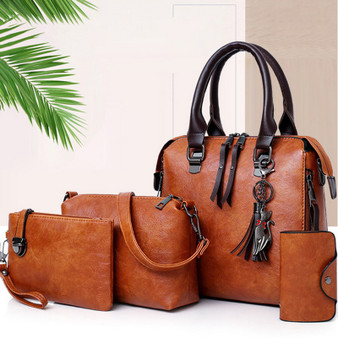 QueenLine Luxury 4 Pcs/set Women Handbags And Purses Large Capacity Ladies PU Leather Totes Fashion Shoulder Bags Autumn Vintage Bag