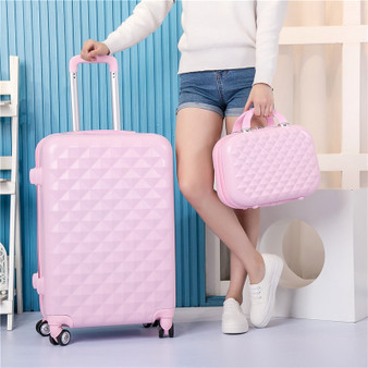 QueenLine Lovely Rolling luggage set women trolley suitcase girls pink cute brand carry on luggage travel bag with cosmetic bag