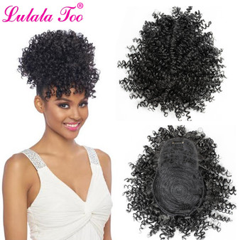 QueenLine Synthetic Fake Afro Kinky Curly Drawstring Ponytail With Bangs Wig Hair Bun Chignon Clip in Pony Tail Hair Extension QueenLine Synthetic Fake Afro Kinky Curly Drawstring Ponytail With Bangs Wig Hair Bun Chignon Clip in Pony Tail Hair Extension