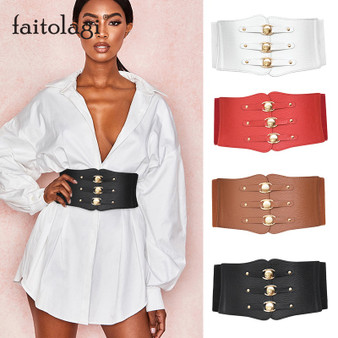 QueenLine Super Wide Waist Belt for Women PU Leather Slimming Body Ladies Dress Belt Elastic White Black Corset Belt Female Waistband