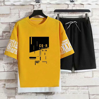 QueenLine New Men's T-shirt Set Fashion Hip Hop Streetwear printing T Shirts+Sports Shorts men's clothing Casual tracksuit men Set