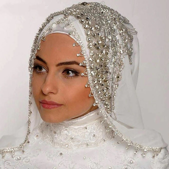 QueenLine Dubai Muslim Beading Wedding Veil White/Ivory Bridal Veil 2 Meters Long Wedding Accessories Arabic Velo De Novia|Bridal Veils