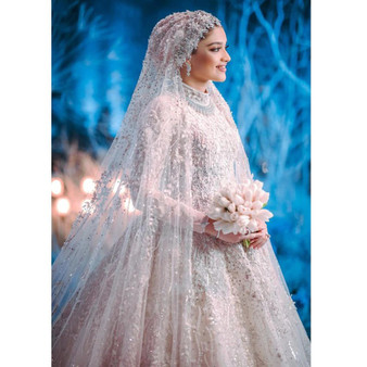 QueenLine muslim wedding veils  edge star lace applique  long veil with comb saudi arabia  dubai bridal veil|Bridal Veils