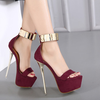 Queenline Ankle Strap Heels Platform Sandals Party Shoes For Women Wedding Pumps 16cm High Heels Sequined Gladiator Sandals Black