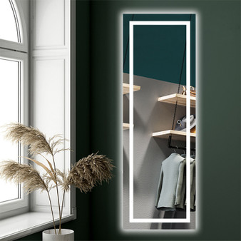 QueenLine three color light adjustable, Clear LED full-length mirror living room bedroom bathroom mirror with lights bathroom mirror