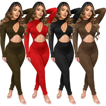 QueenLine 10pcs Wholesale Items In Bulk Jumpsuits for Women Hollow Out Sexy One Piece Outfits Night Club Wear Vintage K7898