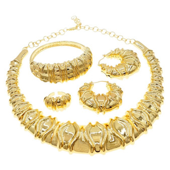 QueenLine Latest Fashion Dubai Gold Necklace Jewelry Set High Quality Ladies Wedding Party Jewelry Set H0043