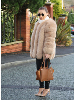 QueenLine Large size ladies winter fox fur jacket long sleeve winter jacket ladies real fox fur coat leather jacket