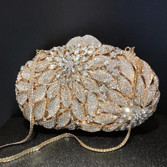 QueenLine White Diamond Clutch Purses And Handbags Luxury Gold Metal Crystal Rhinestone Evening Clutches Women Wedding Party Bag