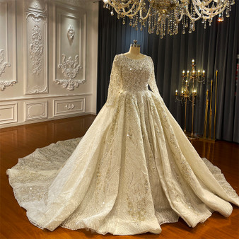 QueenLine Beading Lace Wedding Dress Luxury