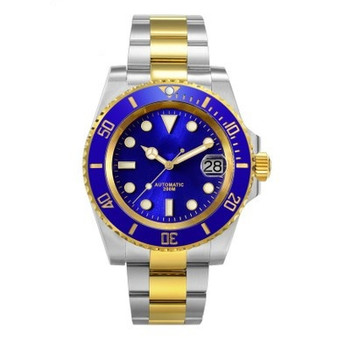 QueenLine 40.5mm Diver Watch Two-tone Water Ghost NH35 Luxury Sapphire Men Mechanical Watches 20Bar Waterproof BGW-9 Luminous