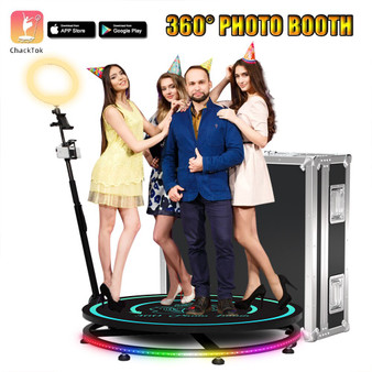 QueenLine 360 Photo Booth With Application Rotating Automatic Machine For Events Partys Spin Selfie Platform Tournant 360 Video Booth