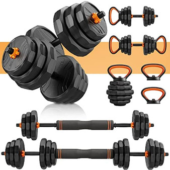 QueenLine 4 in 1 Adjustable Dumbbells Set,55 LB Free Weights Dumbbells with Non-slip Handle