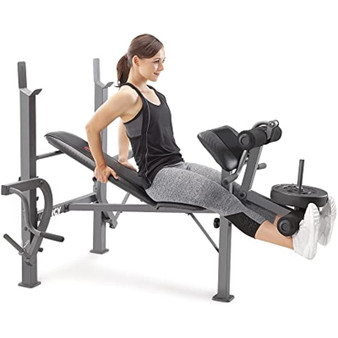 QueenLine Standard Weight Bench with Leg Developer and Butterfly Arms, Alloy Steel Multifunctional Workout Equipment