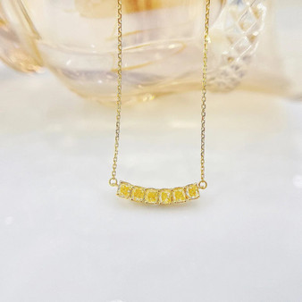 QueenLine Pure 18K Gold Solid G18K Natural Yellow Diamonds 0.59ct Pendants Gemstone Necklaces