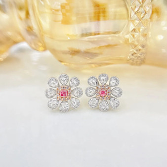 QueenLine Solid 18K Gold Nature 0.24ct Pink Diamonds Earrings