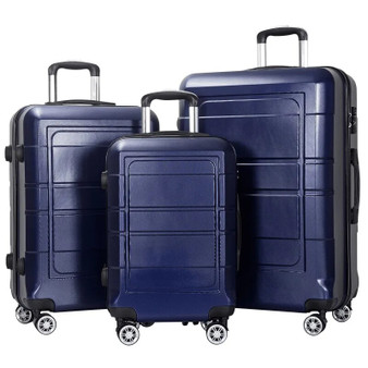 QueenLine 3 Piece Suitcase Luggage Set - Blue