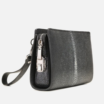 QueenLine Luxury Pearl Fish Skin Password Lock Men's Clutch Genuine Leather Large Capacity Bag