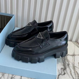 QueenLine Luxury brand Fall/Winter trend real leather women's platform comfort waterproof flat loafers