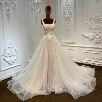  QueenLine Stylish A-line Square Collar Spaghetti Straps Zipper Wedding Dresses