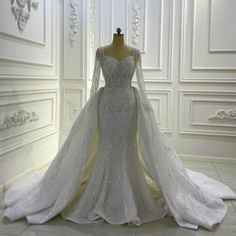 QueenLine Organza Sequins Beading Lace Up Wedding Dresses 