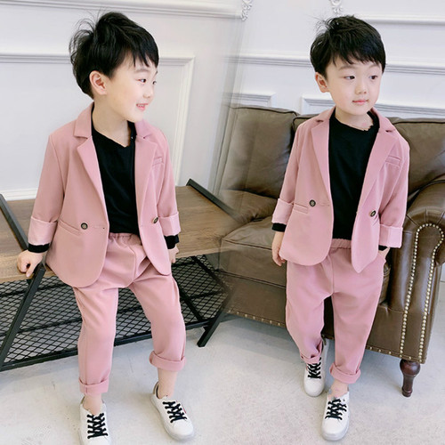QueenLine Kids Gentleman Wedding Formal Suits Boys Party Wear 2pcs Solid Blazer+Pant Fashion Children Formal Clothing Set  kids blazer