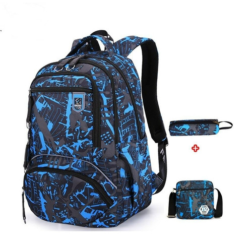 QueenLine 3pcs student bag set high school boys backpack large waterproof boy shoulder bag