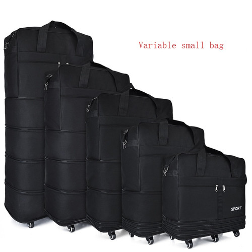 QueenLine Large-capacity Portable Travel Bag Rolling Luggage Can Expand Aviation Checked Bag Mobile Rolling Backpack Oxford Cloth Bag