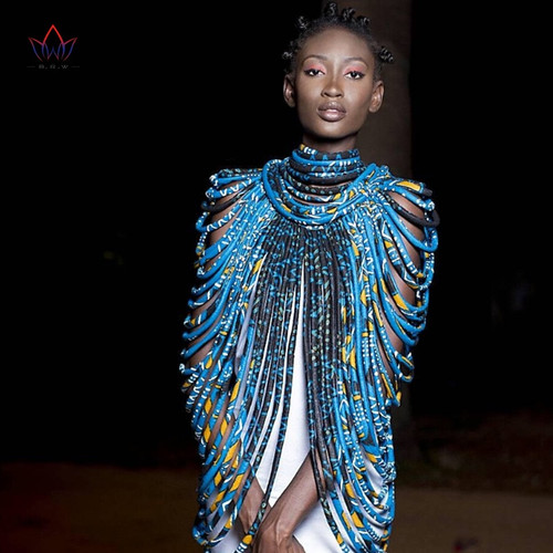 QueenLine 2020 Ankara Beautiful Multi Strand Necklace African Bold Colorful Long Exotic Jewelry Anfrica Handmade Necklaces BRW SP026