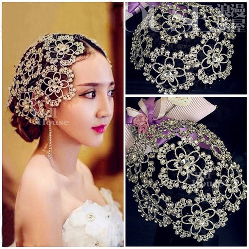 QueenLine Vintage Prom Pageant Round Crowns Rhinestone Flower Bridal Hair Jewelry Bridal Headpiece Tiara Wedding Hair Accessories