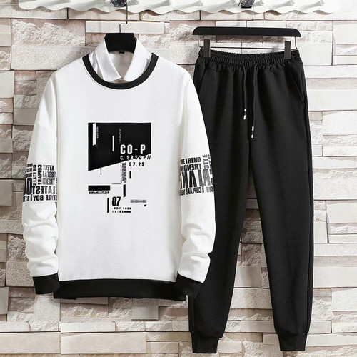 QueenLine Spring Autumn Men's Sets Hip Hop Long sleeve Print T Shirts+Solid color jogger Casual Pants Fashion 2 for Sets Men Clothing Sets