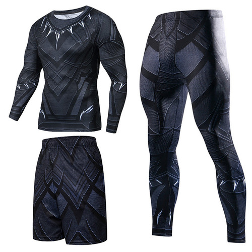 QueenLine Men Sportswear Superhero Compression Sport Suits Quick Dry Clothes Sports Joggers Training Gym Fitness Tracksuits Running Set