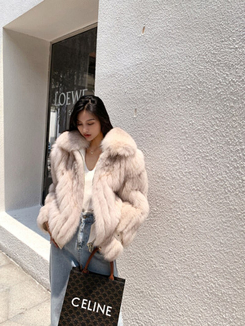 QueenLine Natural fox leather jacket Fox fur and real sheepskin perfect combination for Winter luxury fashion for women new wholesale