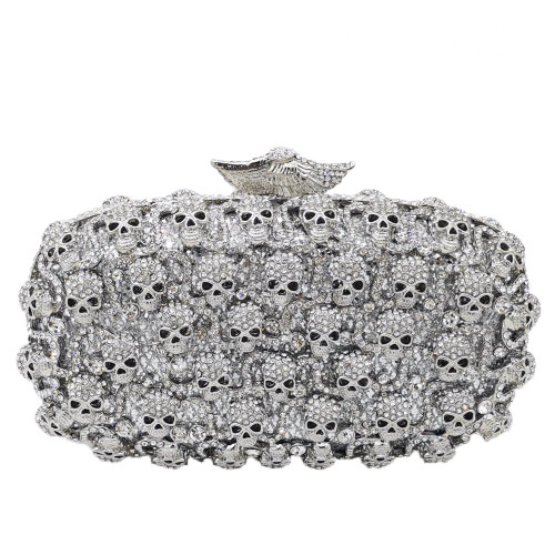 QueenLine Boutique De Diamond Skull Clutch Women Evening Bags Ladies Crystal Handbags and Purses Wedding Gala Dinner Minaudiere Bag