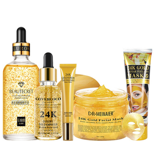 QueenLine 24K Gold Collagen Repair Sleeping Mask Moisturizing Serum Firming Nourishing Eye Cream Korean Cosmetic Face Care Skin Care Sets