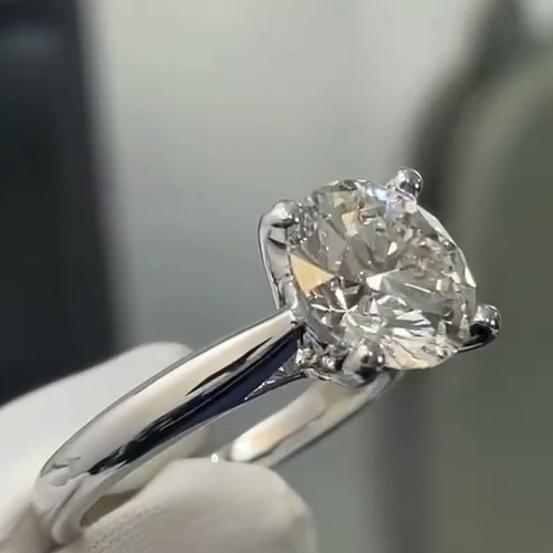 QueenLine 18K White Solid Gold 3.52 Carat D VS1 Lab CVD Diamond Engagement Wedding Ring For Women With IGI Certificate
