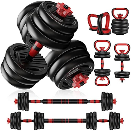 QueenLine Versatile 4-in-1 Home Gym Equipment Adjustable Dumbbell Set - 22/44/66/88LB Set with Connector