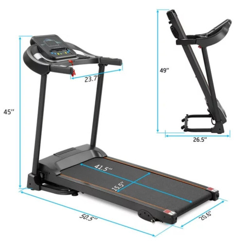 QueenLine Compact Easy Folding Treadmill Motorized Running Jogging Machine with Audio Speakers and Incline Adjuster