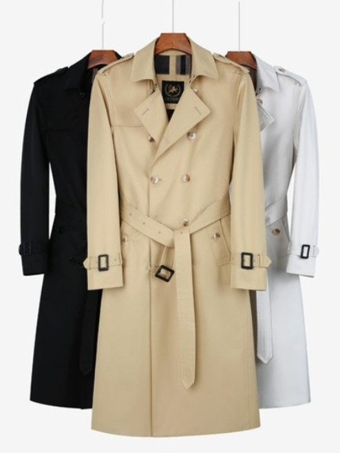 QueenLine Super long windbreaker rainproof trench honey yellow Cotton polyester classic British fashion raincoat coat 