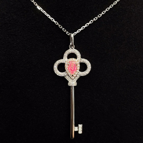 QueenLine Solid 18K Gold Nature 0.300ct Pink Diamonds Pendants Necklaces