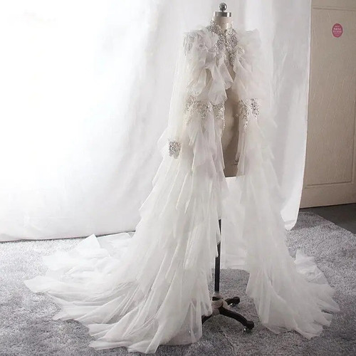 QueenLine Ruffles Long Sleeve Sequined Jacket Shawl Wraps Wedding/Maternity Dress 