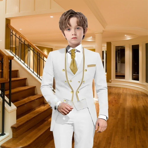 QueenLine Elegant Long Tuxedo Hem Collar Children's Suits Boys Ceremony Formal Suit 3-piece Suit 3-16 Years Old