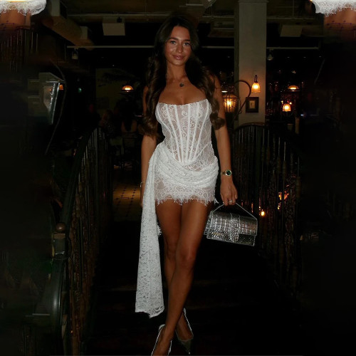 QueenLine Sexy Scoop Neckling Short/Mini Sheath With Long Rubbin Custom Made Formal Evening Wedding Dress