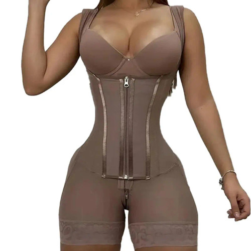 QueenLine Body Shaper Colombian Fajas  Bodysuit 9-bone High Compression Girdles Double Tummy Control Full Body Open Crotch Shapewear