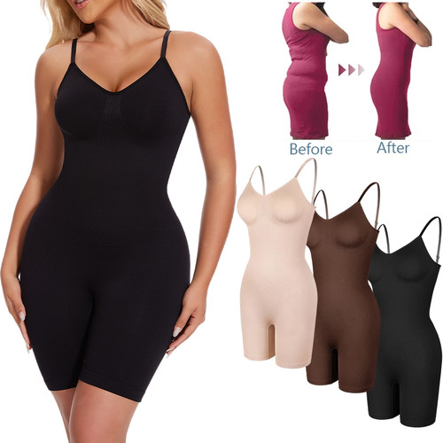 QueenLine Seamless Full Body Shaper Anti Chafing Short Slimming Waist Trainer Butt Lifter Tummy Control Bodysuit  Tank Top Shapewear