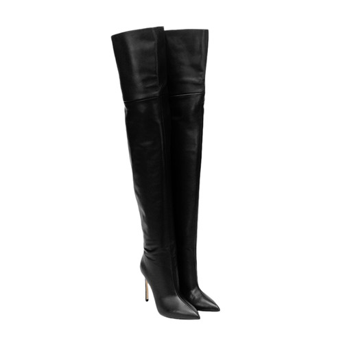 QueenLine Luxury Thin heels Over The Knee Pointed Toe Patchwork Slip-on Super high Knight boots
