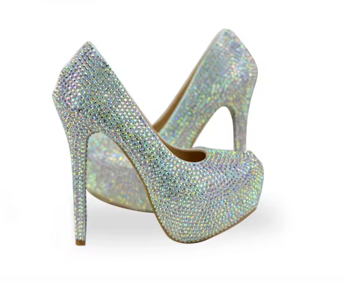 QueenLine Luxury Shining crystal Rhinestone Bridal Heels